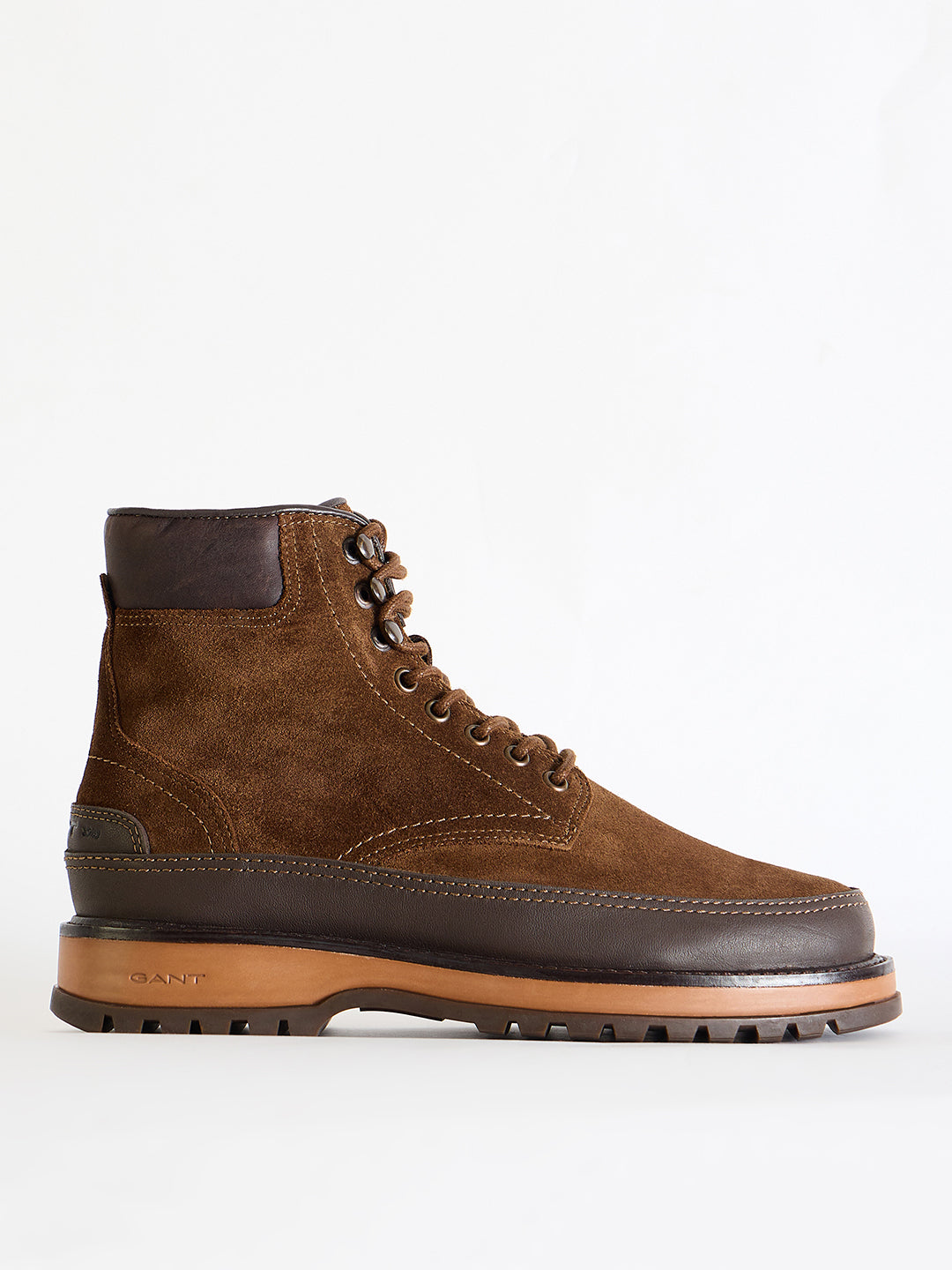Shop Gant Men Brown Color-Blocked Lace-Up Round Toe Boots Gant India