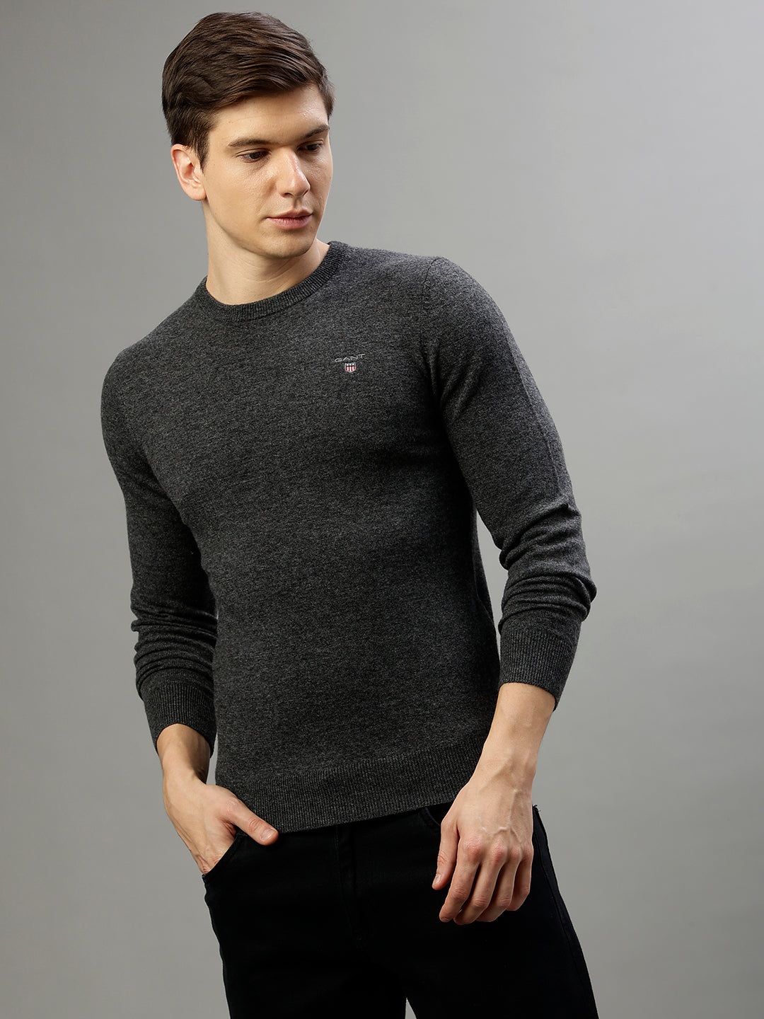 Shop Gant Men Solid Round Neck Full Sleeves Sweater GANT India