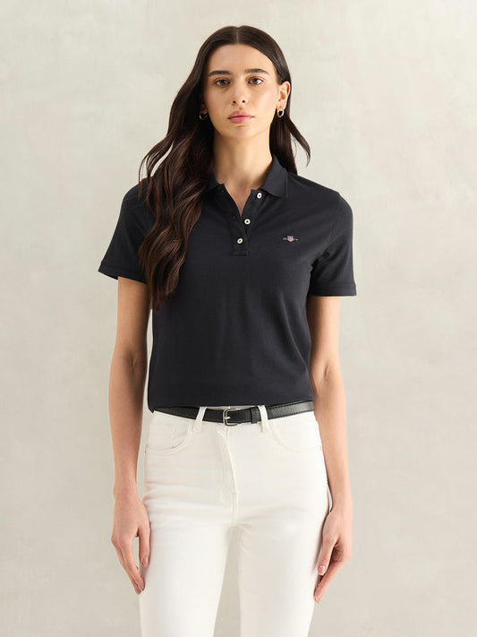 GANT Womens Black Polo T-Shirt