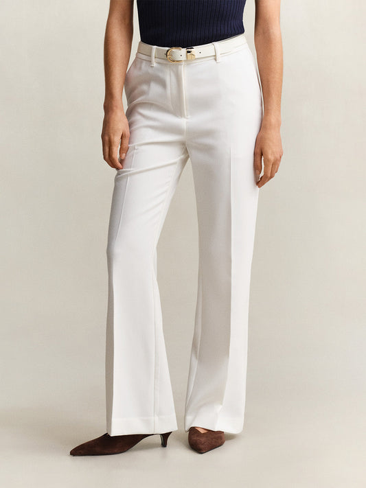 Gant Women White Solid Slim Fit Trouser