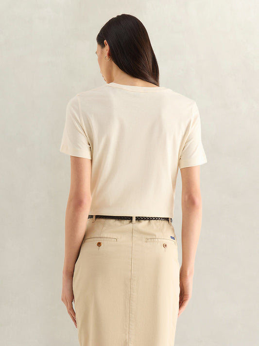 GANT Womens Cream Round Neck T-Shirt