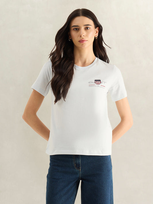 GANT Womens Sky Blue Graphic Round Neck T-Shirt