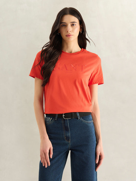 GANT Womens Red Round Neck T-Shirt