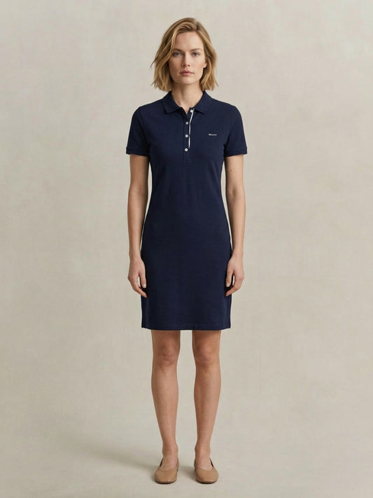 Gant Women Navy Blue Solid Stretchable Slim Fit Dress