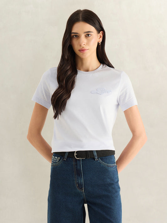 GANT Womens Sky Blue Round Neck T-Shirt