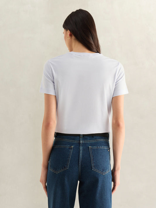 GANT Womens Sky Blue Round Neck T-Shirt