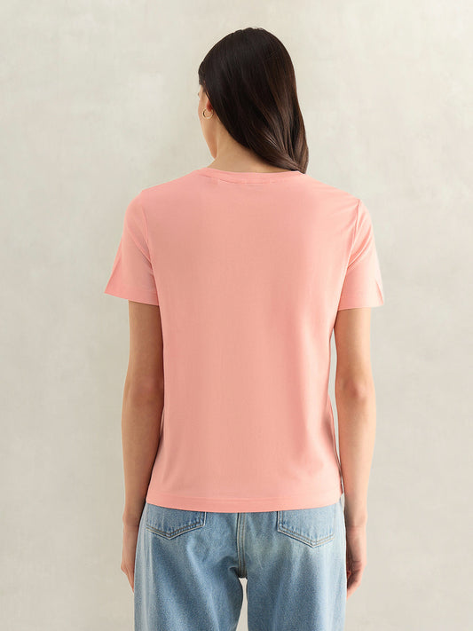 GANT Womens Pink Round Neck T-Shirt
