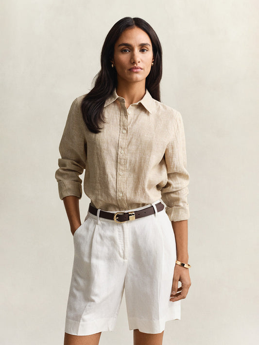 GANT Women Beige Pure Linen Shirt