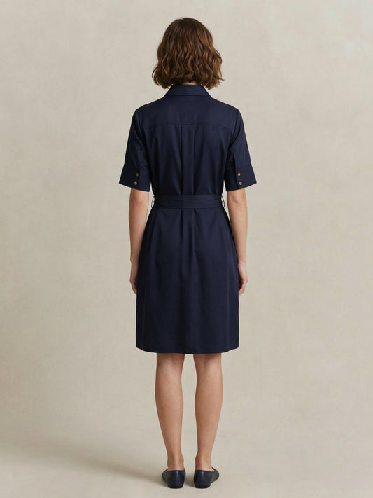 Gant Women Navy Blue Solid Regular Fit Dress