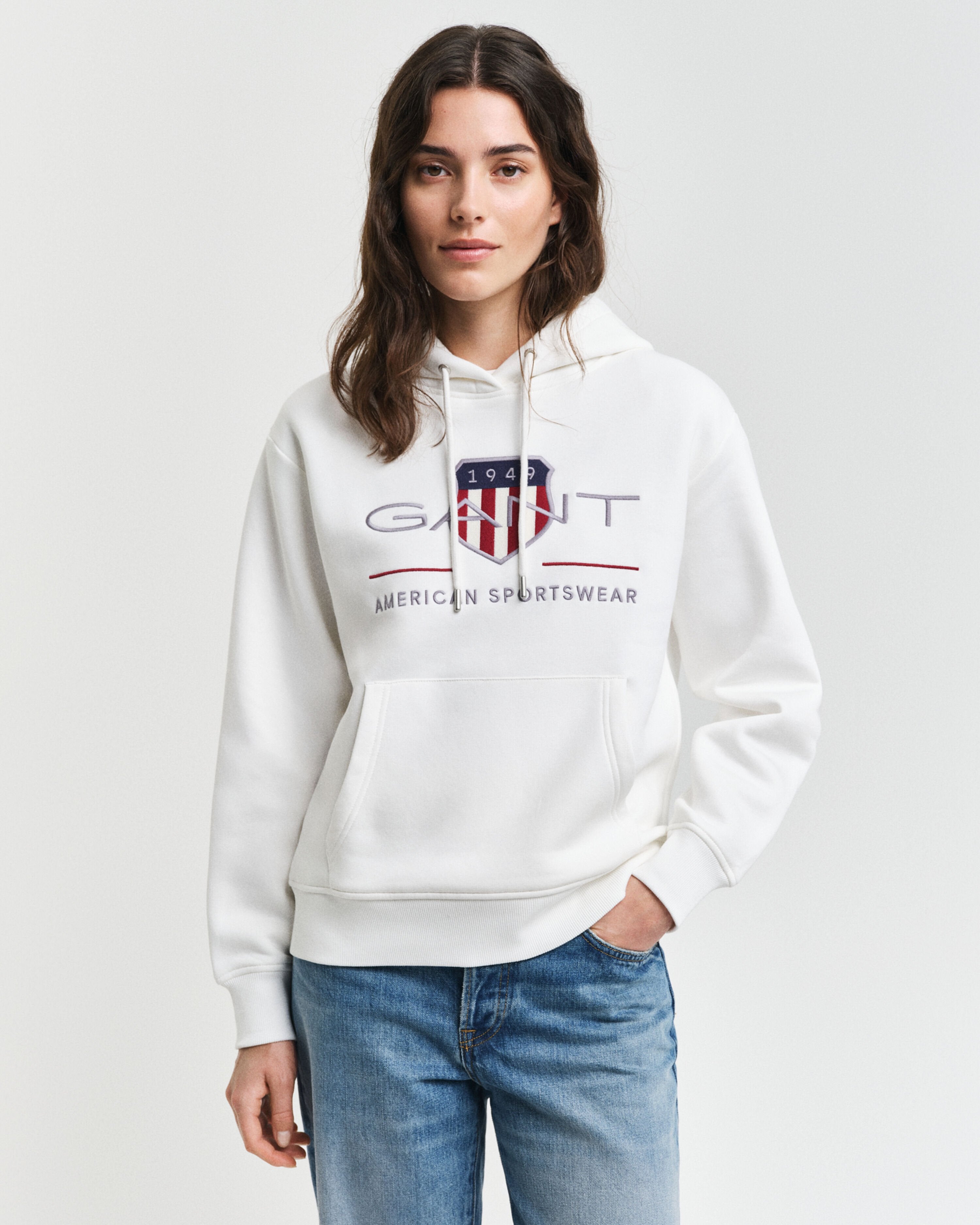 Shop Gant Women White Solid Hooded Full Sleeves Pullover Style Sweatshirt  GANT India
