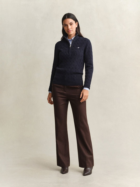 Gant Women Navy Blue Textured Regular Fit Sweater