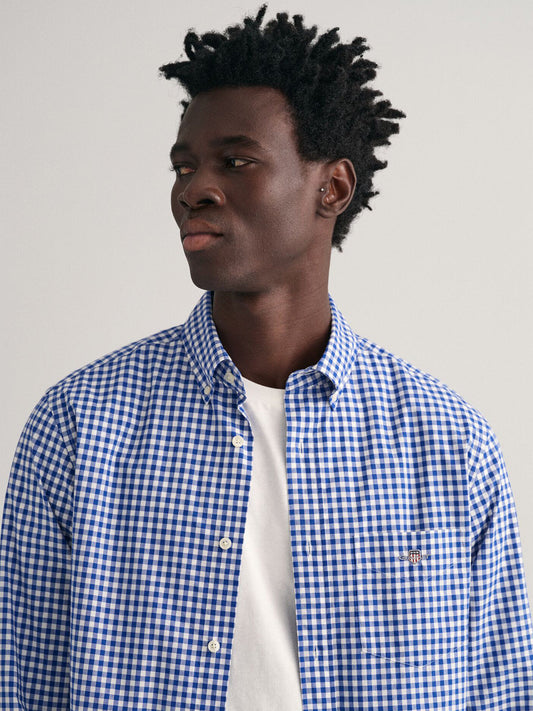 Gant Men Blue Check Collar Shirt