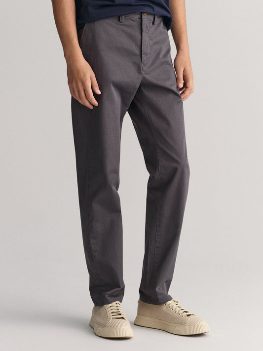Gant Men Grey Regular Fit Solid Trouser