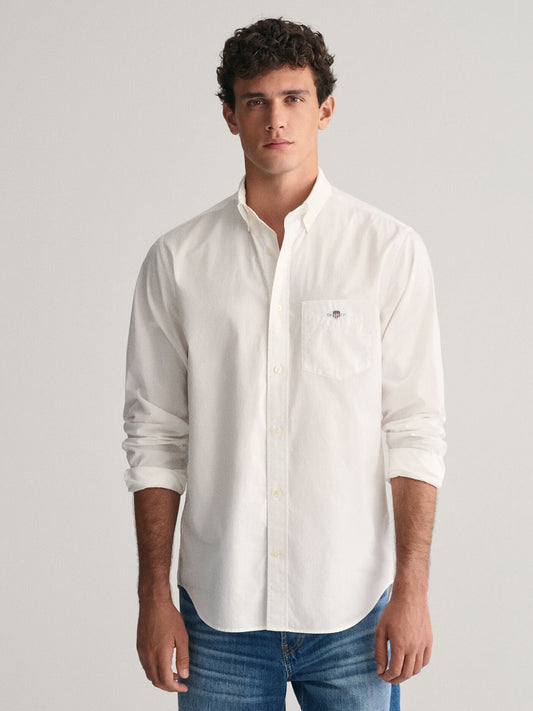 Gant Men White Solid Collar Shirt
