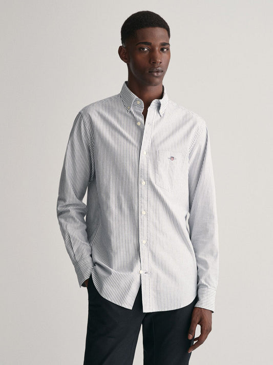 Gant Men Blue Striped Collar Shirt