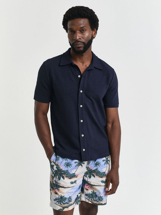 Gant Men Blue Solid Collar Shirt