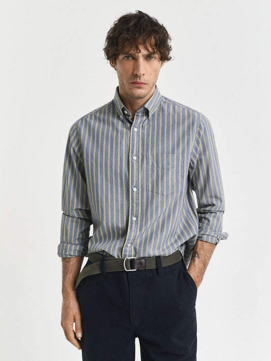 Gant Men Cream Striped Collar Shirt