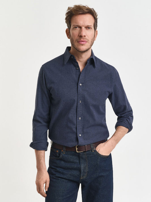 Gant Men Blue Solid Collar Shirt
