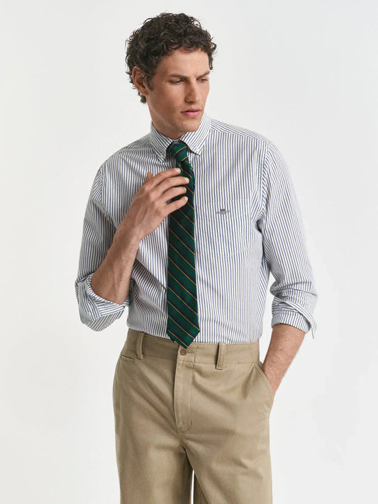Green Striped Shirt With Khaki Pant