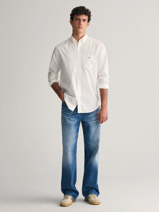 White shirt with blue jeans