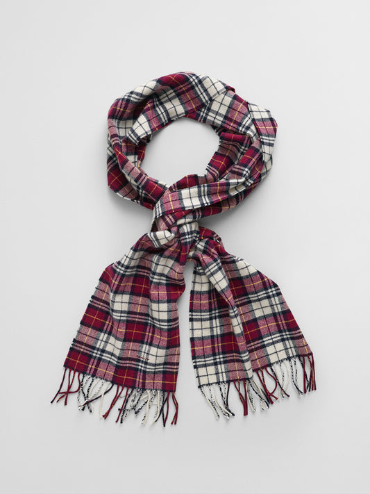 Gant Men Red Checked Fringed Scarf