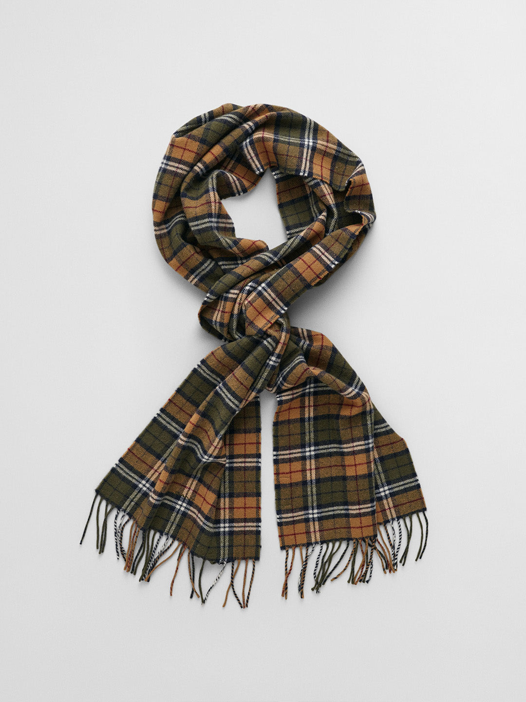 Gant Men Green Checked Fringed Scarf