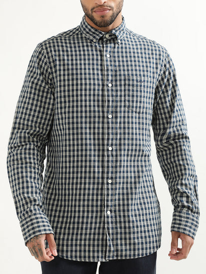 Gant Blue Checked Regular Fit Shirt