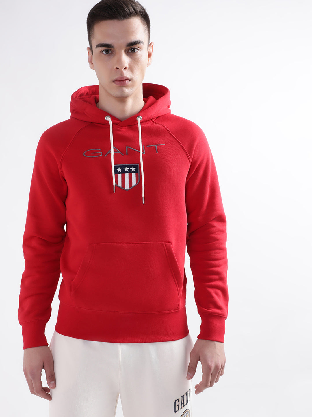 Gant Men Red Solid Hooded Sweatshirt