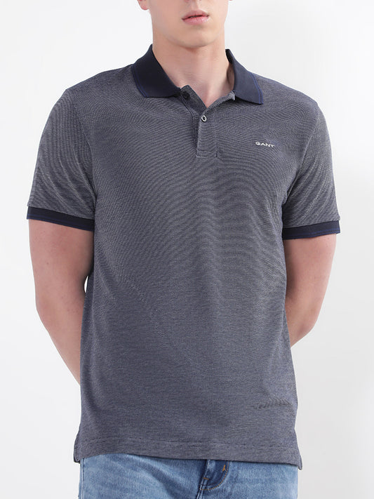 Gant Blue Oxford Regular Fit Pique Polo T-Shirt