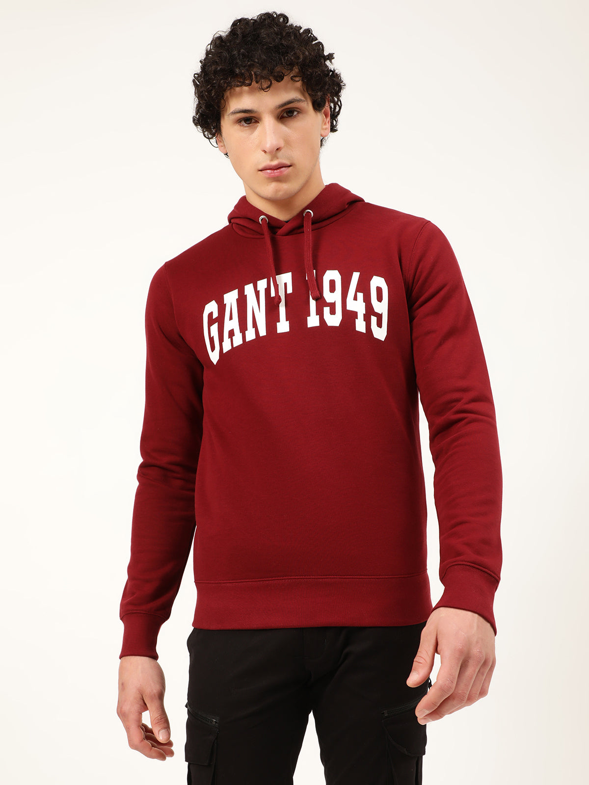 Gant Men Red Solid Hooded Sweatshirt