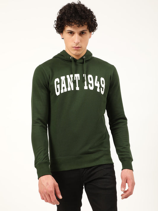 Gant Men Green Solid Hooded Sweatshirt