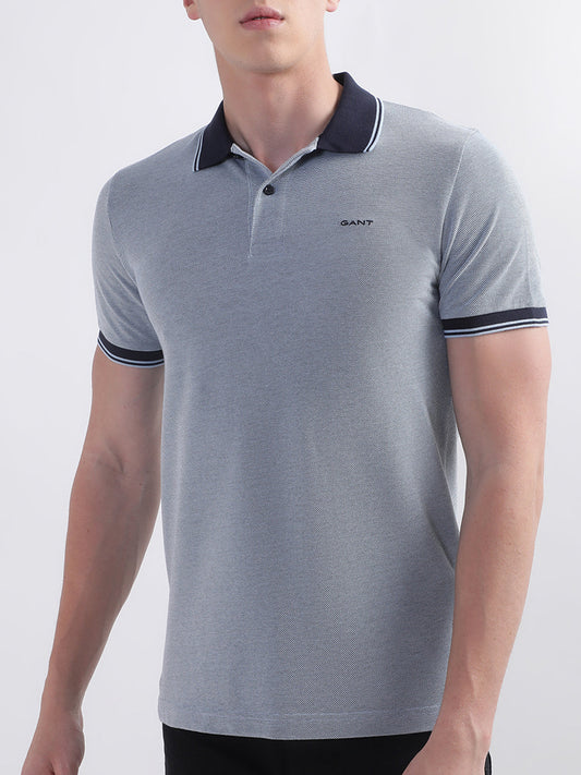 Gant Blue Oxford Regular Fit Pique Polo T-Shirt