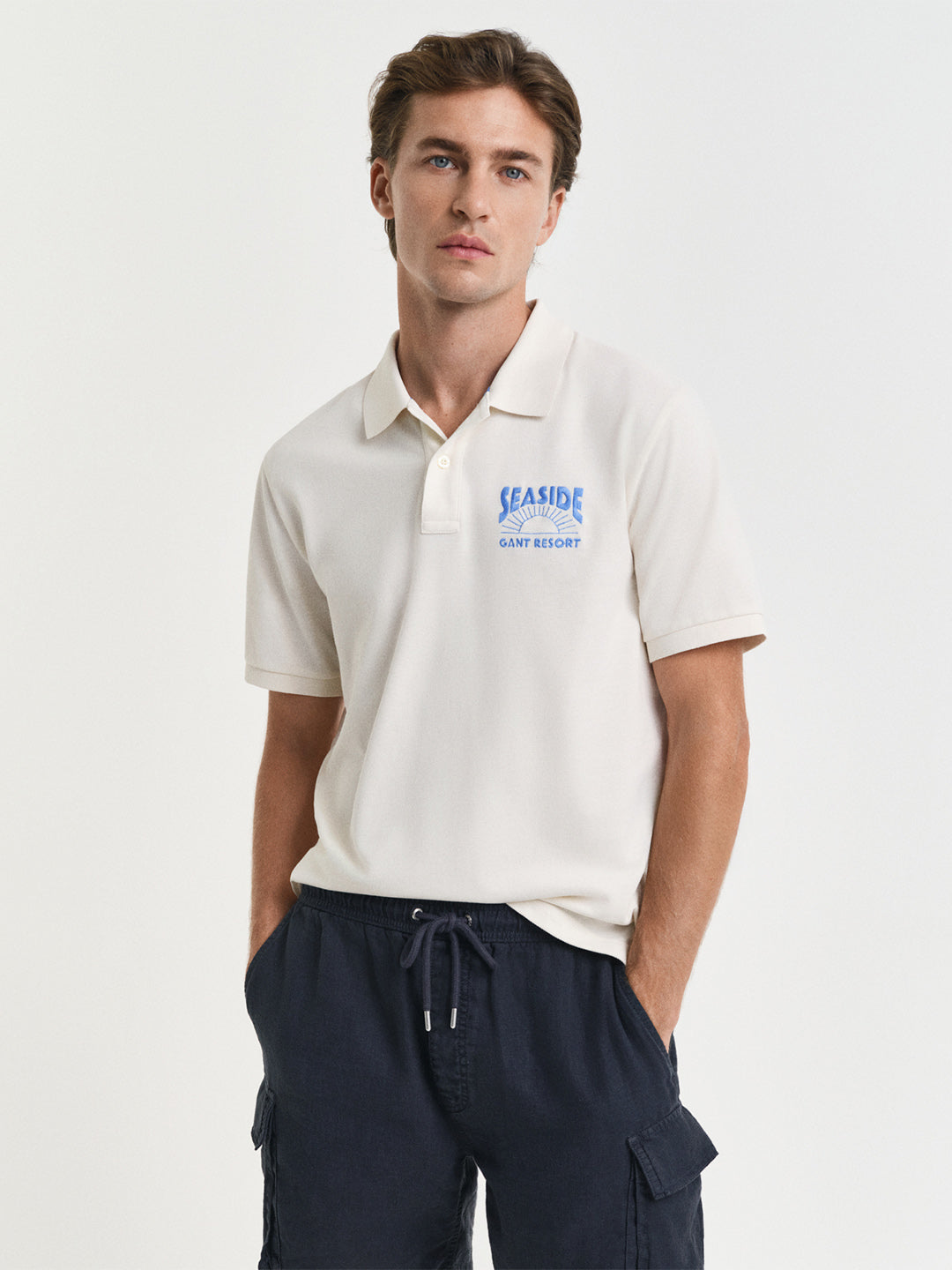 Gant Men Cream Solid Polo Tshirt