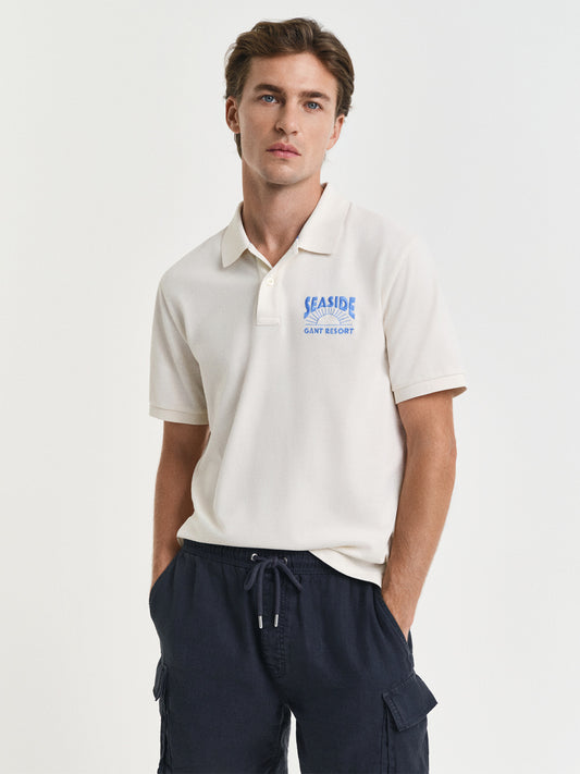 Gant Men Cream Solid Polo Tshirt
