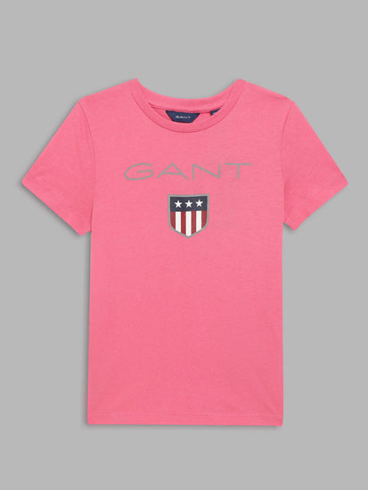 Gant Kids Pink Logo Regular Fit T-Shirt