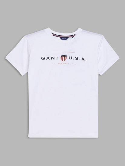 Gant Kids White Logo Regular Fit T-Shirt