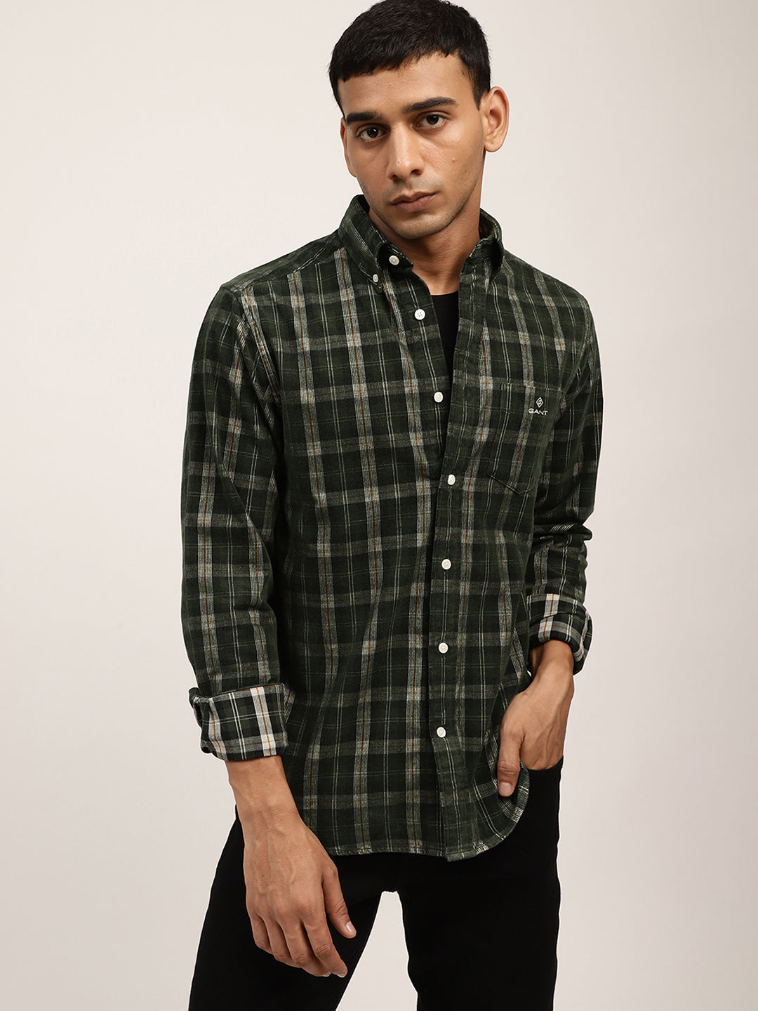 Gant Green Checked Regular Fit Shirt