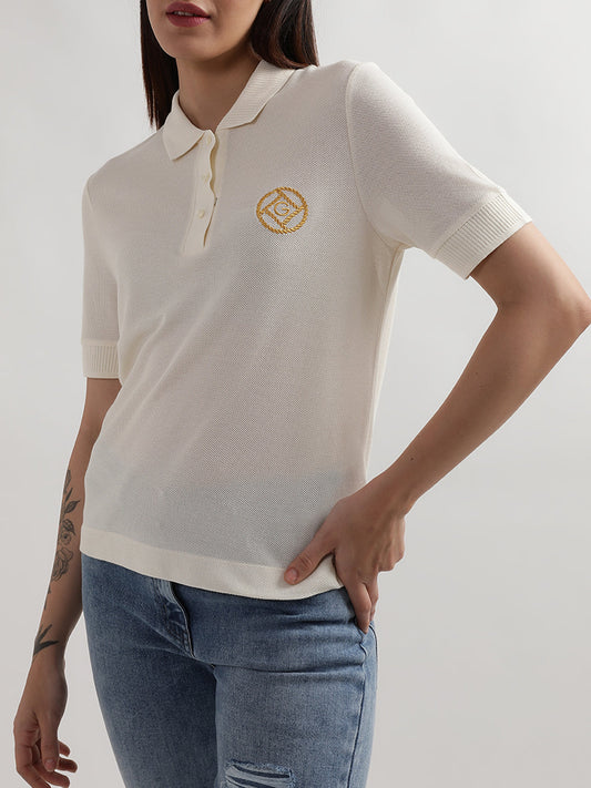 Gant Cream Preppy Relaxed Fit Polo T-Shirt