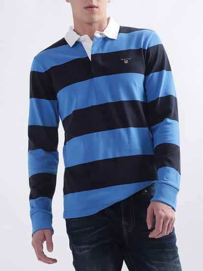 Gant Blue Striped Regular Fit Polo T-Shirt