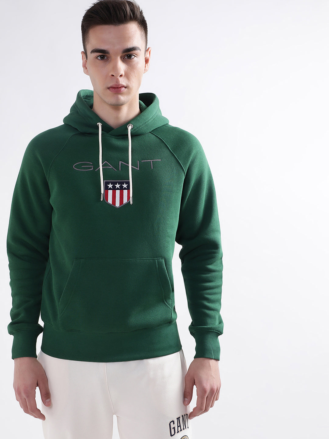 Gant Men Green Solid Hooded Sweatshirt