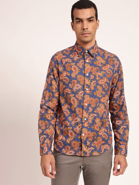 Gant Blue Printed Regular Fit Shirt