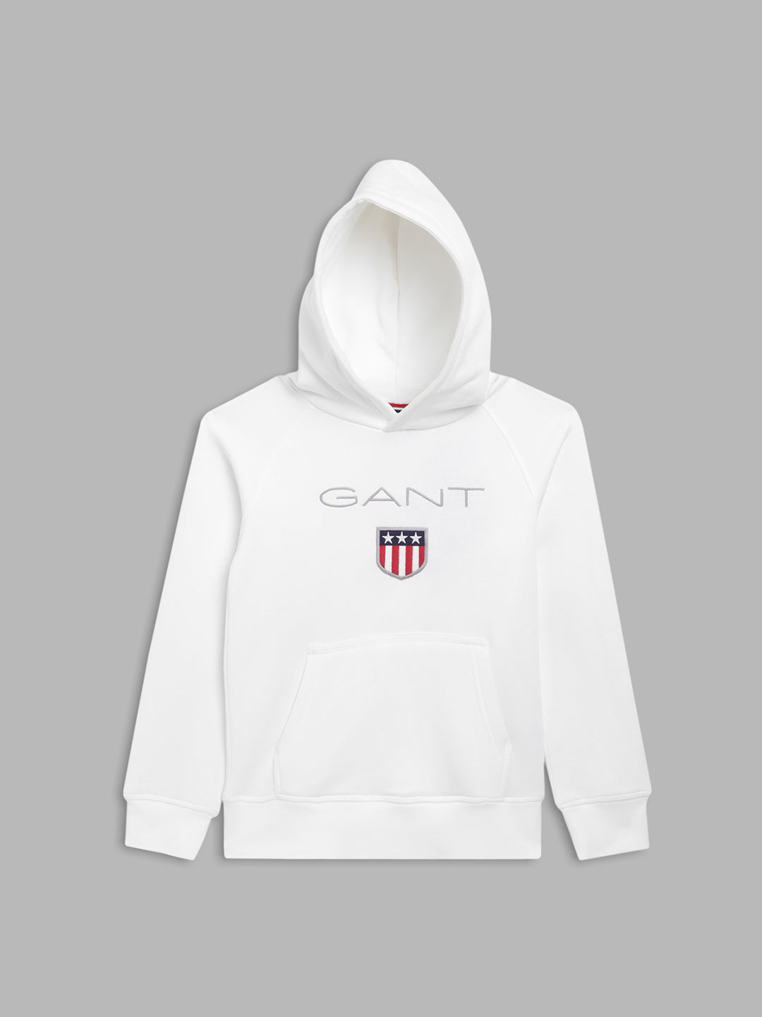 Gant Boys Off White Solid Hooded Sweatshirt