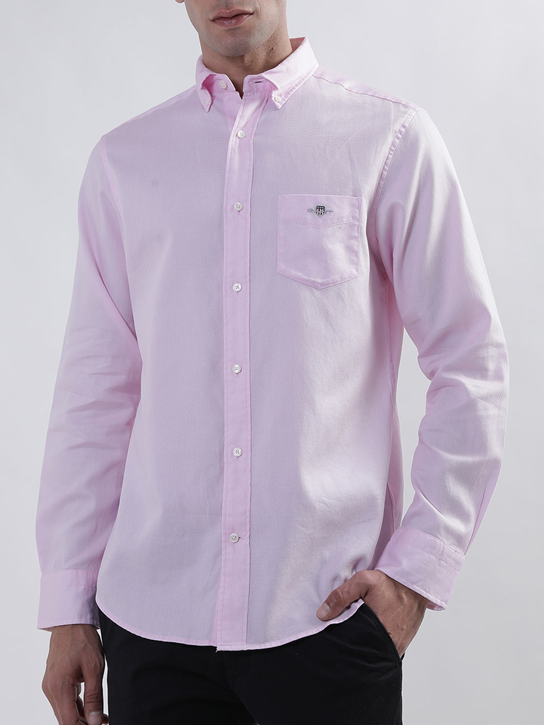 Gant Pink Honeycomb Weave Regular Fit Shirt