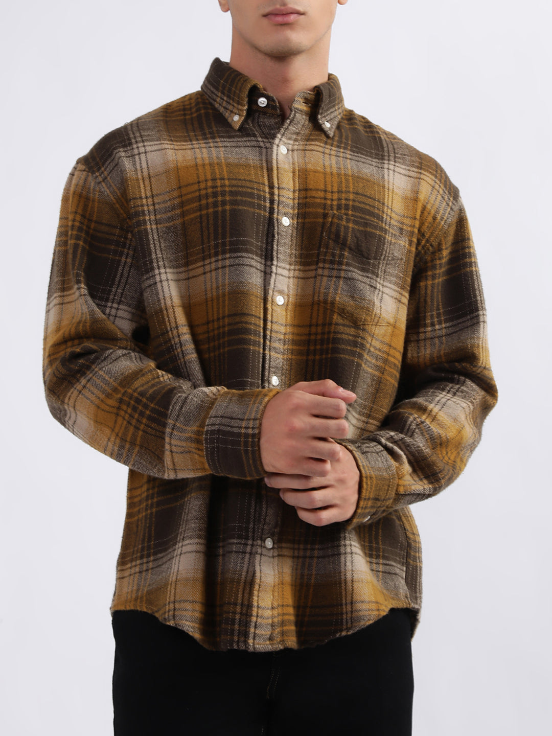 Gant Brown Checked Relaxed Fit Shirt