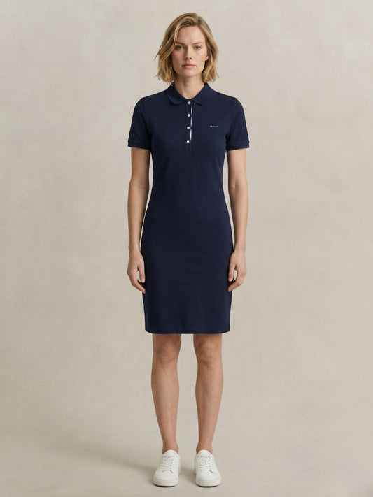 Gant Women Navy Blue Solid Stretchable Slim Fit Dress