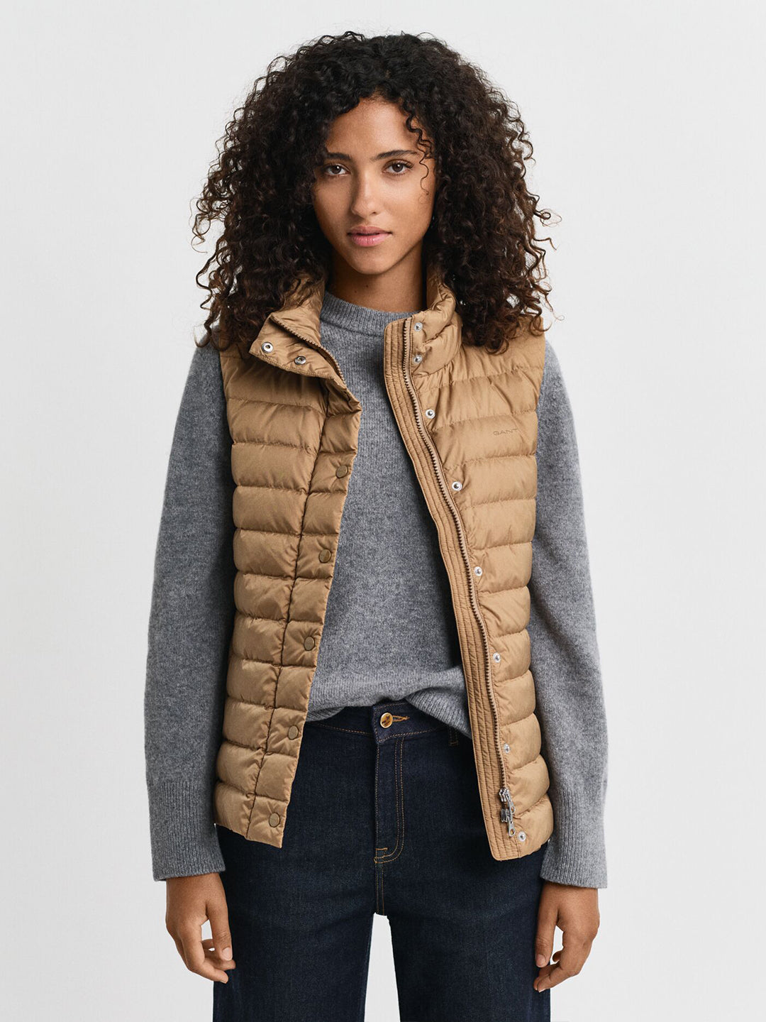 Gant Women Brown Solid Stand Collar Jacket