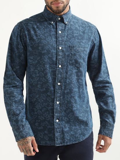 Gant Navy Floral Print Regular Fit Shirt