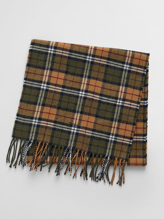 Gant Men Green Checked Fringed Scarf