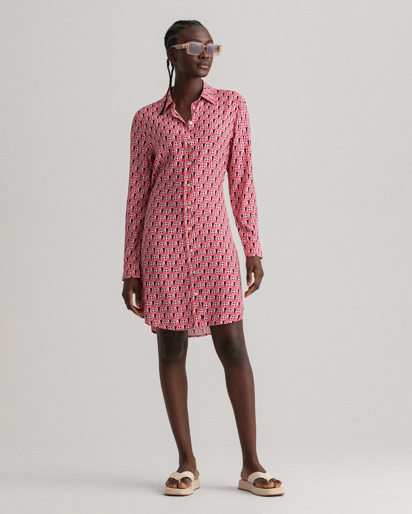 Gant Pink Geometric Shirt Dress