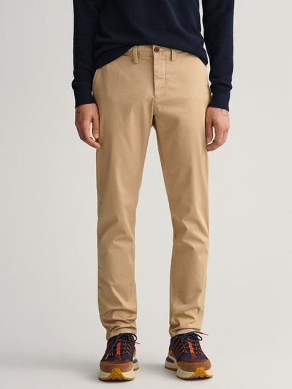 Gant Men Khaki Slim Fit Chinos Trousers